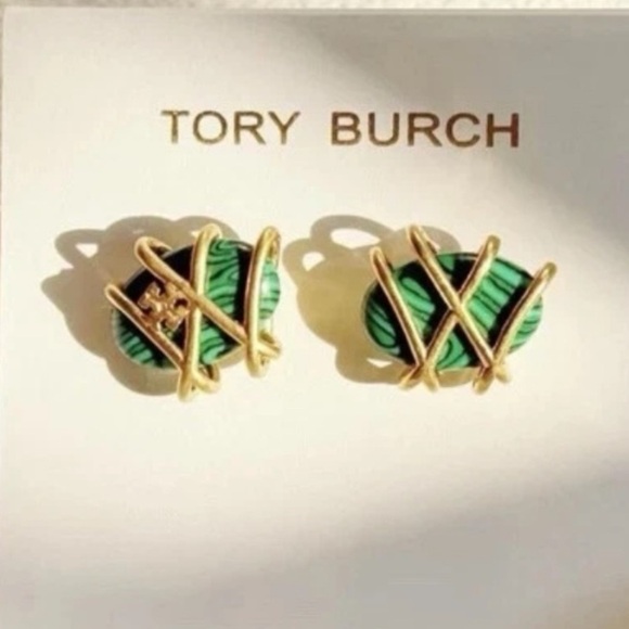 Tory Burch Jewelry - Tory Burch Roxanne Jeweled Stud Earrings with Dust bag NWT